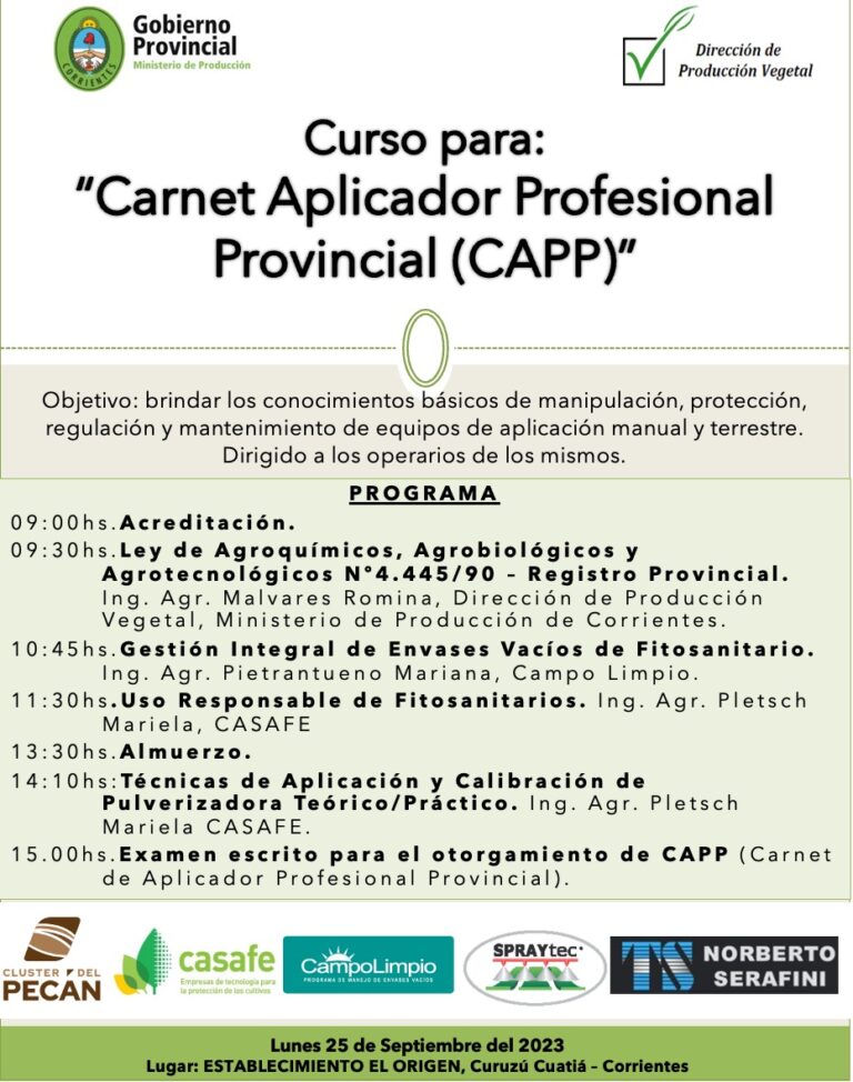 Curso para: “Carnet Aplicador Profesional Provincial (CAPP)”