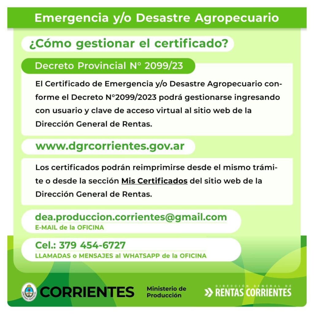 Emergencia y/o Desastre Agropecuario