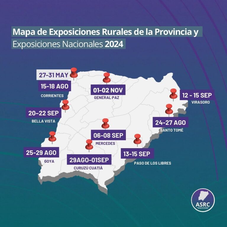 Mapa de Exposiciones Rurales de la Provincia y Exposiciones Nacionales 2024
